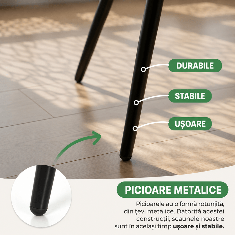 Casa si Gradina - Mobilier - Scaune si fotolii - Scaune - Set 4 scaune dining tapitate din catifea, capitonate Livo, 46x44x87 cm, maxim 130 kg, verde - Infinity.ro