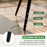 Casa si Gradina - Mobilier - Scaune si fotolii - Scaune - Set 4 scaune tapitate din catifea Milo, sezut matlasat, picioare metalice, 46x44x87 cm, maxim 130 kg, verde - Infinity.ro