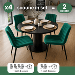 Casa si Gradina - Mobilier - Scaune si fotolii - Scaune - Set 4 scaune dining tapitate din catifea, capitonate Livo, 46x44x87 cm, maxim 130 kg, verde - Infinity.ro