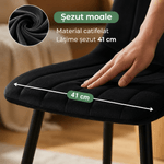 Casa si Gradina - Mobilier - Scaune si fotolii - Scaune - Set 4 scaune dining tapitate din catifea, capitonate Livo, 46x44x87 cm, maxim 130 kg, negru - Infinity.ro