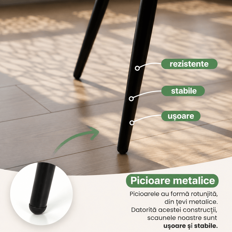 Casa si Gradina - Mobilier - Scaune si fotolii - Scaune - Set 2 scaune dining tapitate Velto, catifea, matlasate cu romburi, 52x58x82 cm, maxim 120 kg, bej - Infinity.ro