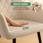 Casa si Gradina - Mobilier - Scaune si fotolii - Scaune - Set 2 scaune dining tapitate Velto, catifea, matlasate cu romburi, 52x58x82 cm, maxim 120 kg, bej - Infinity.ro