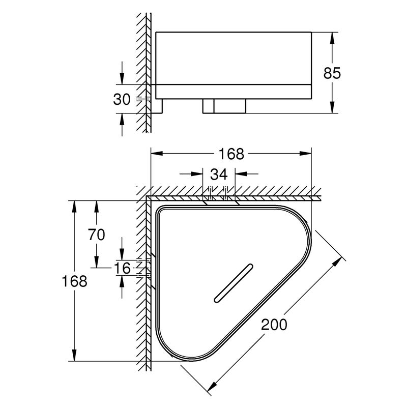 Casa si Gradina - Sanitare - Cazi si cabine de dus - Accesorii cada - Raft de colt Grohe 41038A00, Selection, montare pe perete, fixare ascunsa, ABS/Metal, lucios, grafit - Infinity.ro