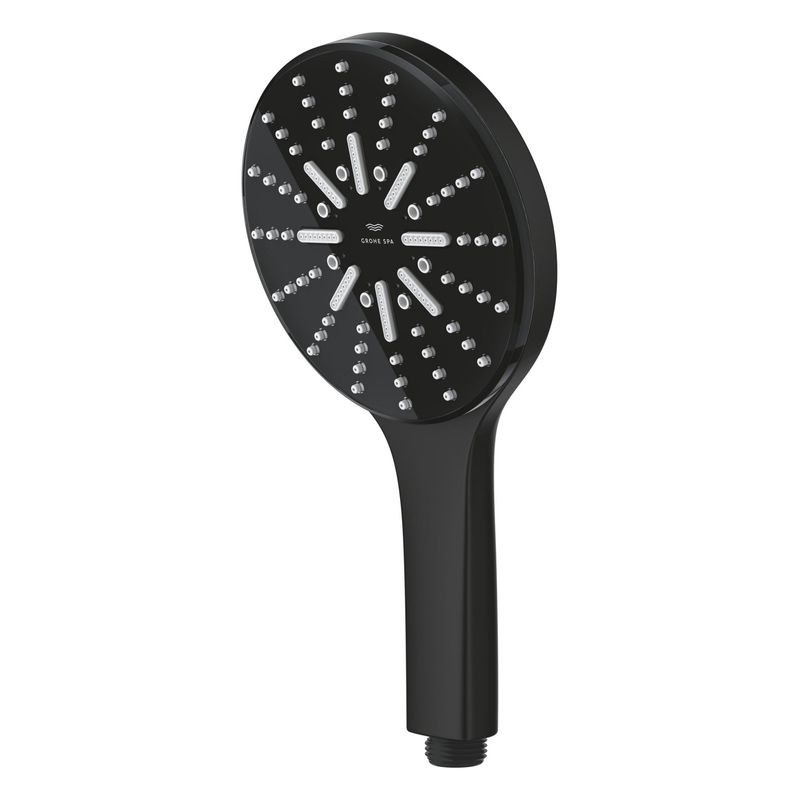 Casa si Gradina - Sanitare - Cazi si cabine de dus - Coloane si seturi de dus - Para de dus Grohe 101676KF00, SPA AQUA, 130 mm, 3 functii, ABS/acril, mat, negru - Infinity.ro
