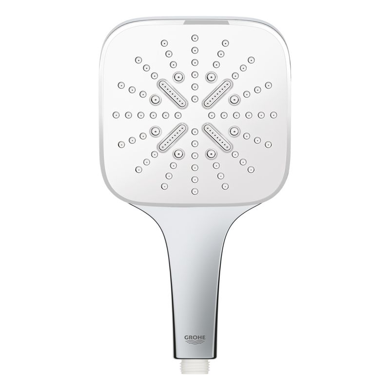 Casa si Gradina - Sanitare - Cazi si cabine de dus - Coloane si seturi de dus - Para de dus Grohe 26551LS0, Rainshower SmartActive Cube 130, universala, 3 functii, crom/alb - Infinity.ro