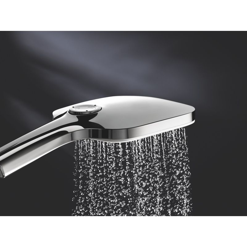 Casa si Gradina - Sanitare - Cazi si cabine de dus - Coloane si seturi de dus - Para de dus Grohe 26551LS0, Rainshower SmartActive Cube 130, universala, 3 functii, crom/alb - Infinity.ro