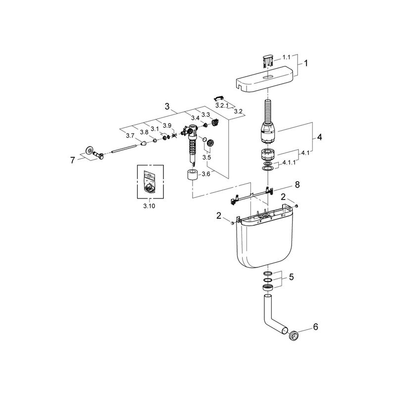 Casa si Gradina - Sanitare - Obiecte sanitare - Accesorii vase de toaleta - Rezervor WC podea Grohe 37355SH0, pe perete, universal, valva, plastic, alb - Infinity.ro