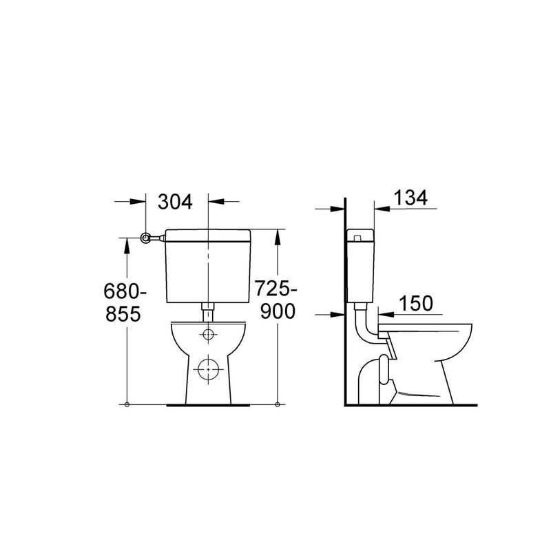 Casa si Gradina - Sanitare - Obiecte sanitare - Accesorii vase de toaleta - Rezervor WC podea Grohe 37355SH0, pe perete, universal, valva, plastic, alb - Infinity.ro
