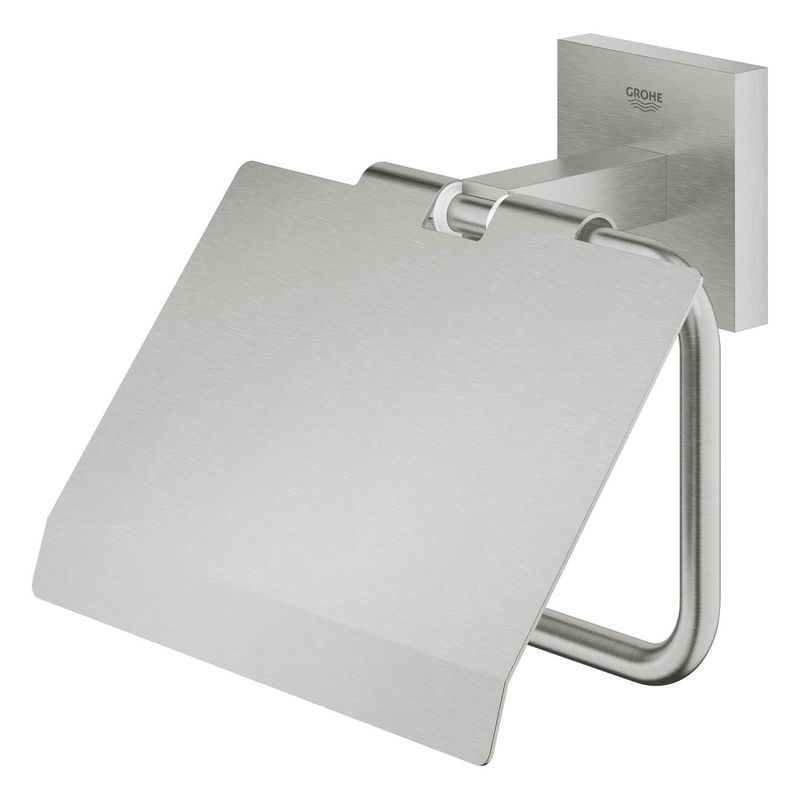 Casa si Gradina - Sanitare - Suporturi si accesorii baie - Suporturi baie - Suport hartie igienica Grohe 41102DC0, Start Cube, pe perete, metal, mat, otel satinat - Infinity.ro