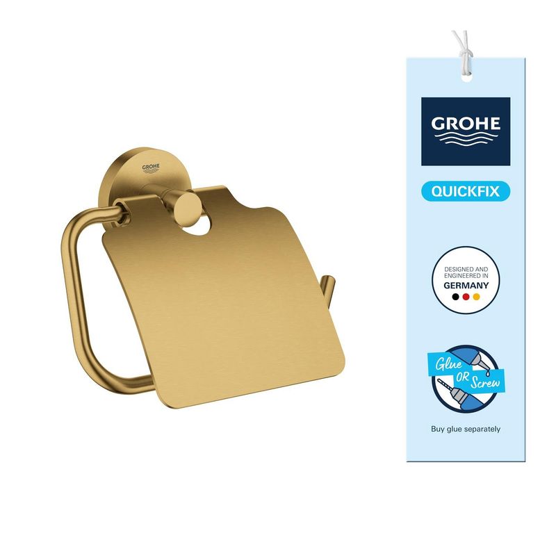 Casa si Gradina - Sanitare - Suporturi si accesorii baie - Suporturi baie - Suport hartie WC Grohe 41179GN0, Start, aparente, capac, metal, mat, auriu - Infinity.ro