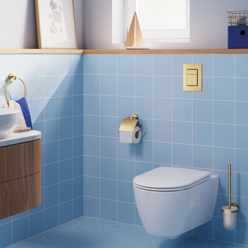 Casa si Gradina - Sanitare - Suporturi si accesorii baie - Suporturi baie - Suport hartie WC Grohe 41179GN0, Start, aparente, capac, metal, mat, auriu - Infinity.ro
