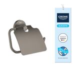 Casa si Gradina - Sanitare - Suporturi si accesorii baie - Suporturi baie - Suport hartie WC Grohe 41179AL0, Start, aparente, capac, metal, mat, grafit - Infinity.ro
