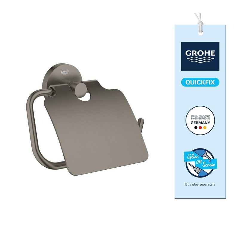 Casa si Gradina - Sanitare - Suporturi si accesorii baie - Suporturi baie - Suport hartie WC Grohe 41179AL0, Start, aparente, capac, metal, mat, grafit - Infinity.ro