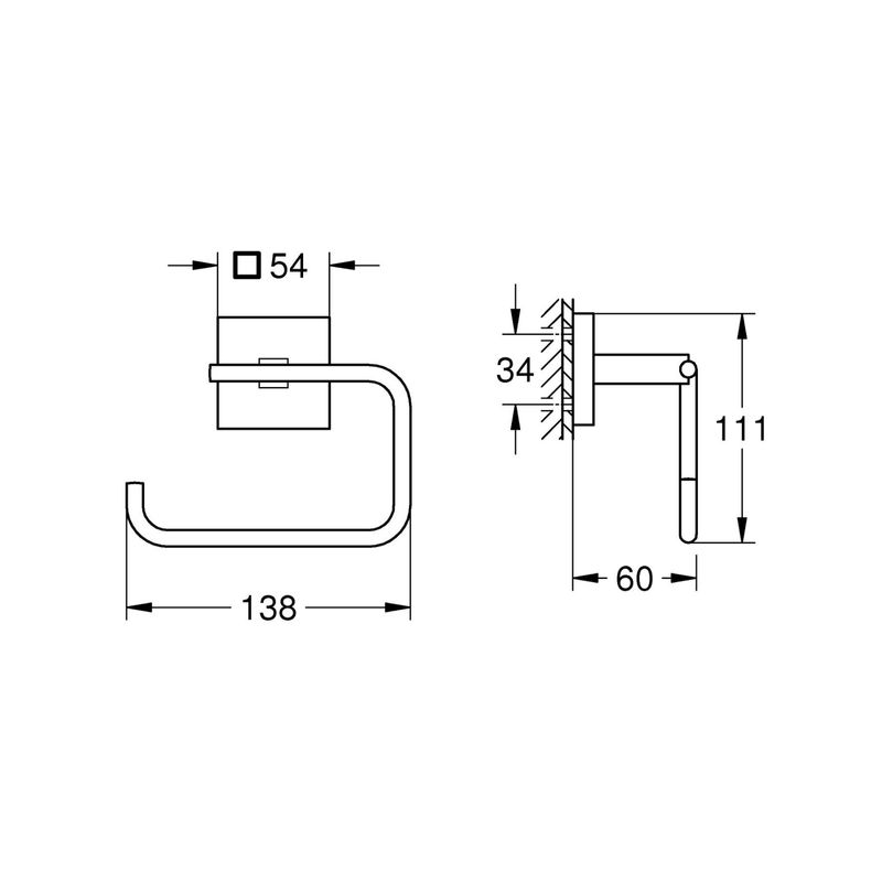 Casa si Gradina - Sanitare - Suporturi si accesorii baie - Suporturi baie - Suport hartie igienica Grohe 40978DC0, Start Cube, pe perete, metal, mat, otel satinat - Infinity.ro