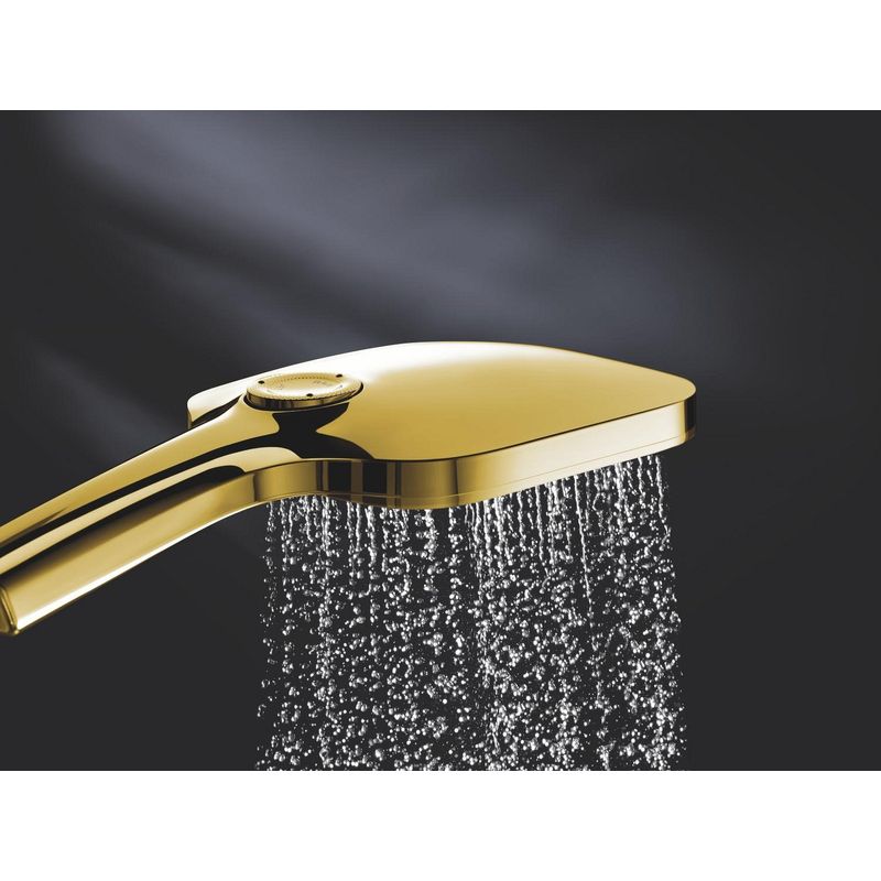 Casa si Gradina - Sanitare - Cazi si cabine de dus - Coloane si seturi de dus - Para dus Grohe 26582GL0, SmartActive Cube, universala, 130 mm, 3 functii, lucios, auriu - Infinity.ro