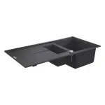 Casa si Gradina - Sanitare - Chiuveta bucatarie si accesorii - Chiuvete bucatarie - Chiuveta Quartz composite Grohe K400 31642AP0, 1000 x 500 mm, 2 boluri, montare pe blat, evacuare, negru - Infinity.ro