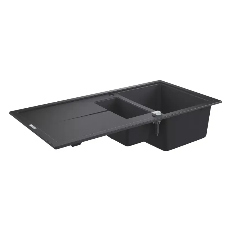 Casa si Gradina - Sanitare - Chiuveta bucatarie si accesorii - Chiuvete bucatarie - Chiuveta Quartz composite Grohe K400 31642AP0, 1000 x 500 mm, 2 boluri, montare pe blat, evacuare, negru - Infinity.ro