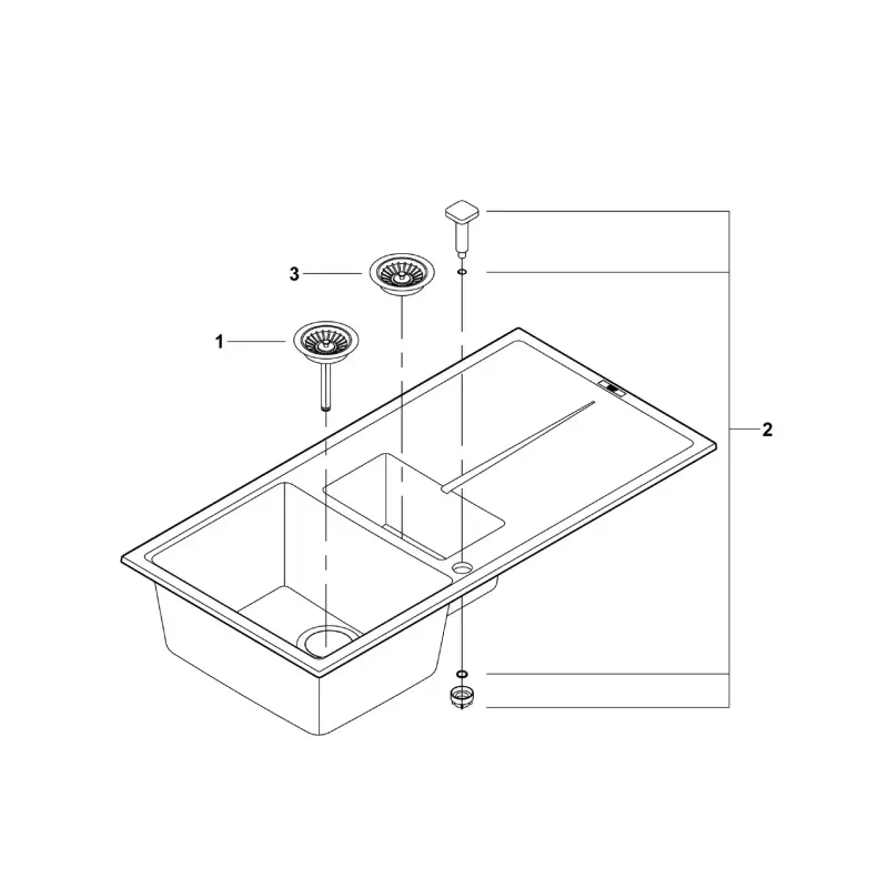 Casa si Gradina - Sanitare - Chiuveta bucatarie si accesorii - Chiuvete bucatarie - Chiuveta Quartz composite Grohe K400 31642AP0, 1000 x 500 mm, 2 boluri, montare pe blat, evacuare, negru - Infinity.ro