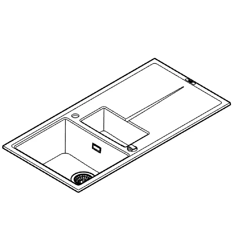 Casa si Gradina - Sanitare - Chiuveta bucatarie si accesorii - Chiuvete bucatarie - Chiuveta Quartz composite Grohe K400 31642AP0, 1000 x 500 mm, 2 boluri, montare pe blat, evacuare, negru - Infinity.ro