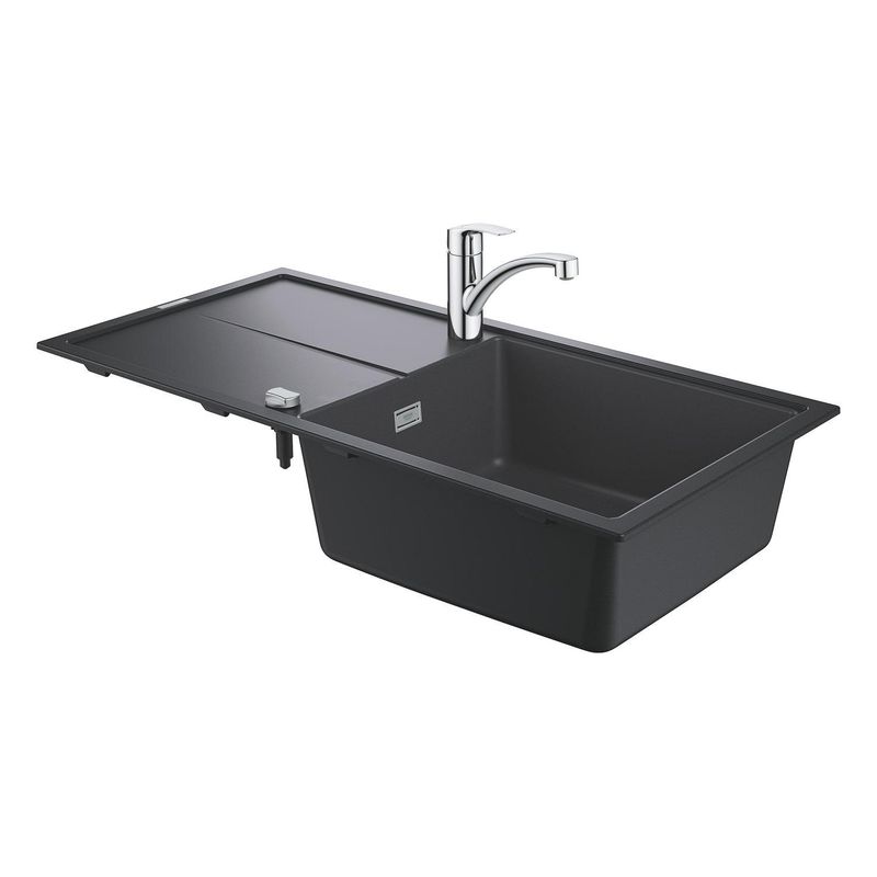 Casa si Gradina - Sanitare - Chiuveta bucatarie si accesorii - Chiuvete bucatarie - Pachet chiuveta bucatarie Grohe 31884AP0, Via, quartz, pe blat, 1000 x 500 mm, baterie Grohe, negru/crom - Infinity.ro