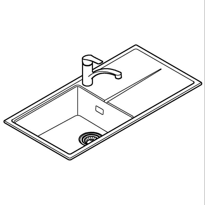 Casa si Gradina - Sanitare - Chiuveta bucatarie si accesorii - Chiuvete bucatarie - Pachet chiuveta bucatarie Grohe 31884AP0, Via, quartz, pe blat, 1000 x 500 mm, baterie Grohe, negru/crom - Infinity.ro