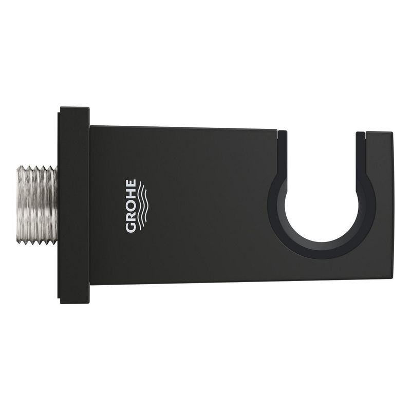 Casa si Gradina - Sanitare - Cazi si cabine de dus - Coloane si seturi de dus - Cot iesire dus Grohe 26370KF0, Euphoria, 1/2'' x 1/2'', suport para, mat, negru - Infinity.ro