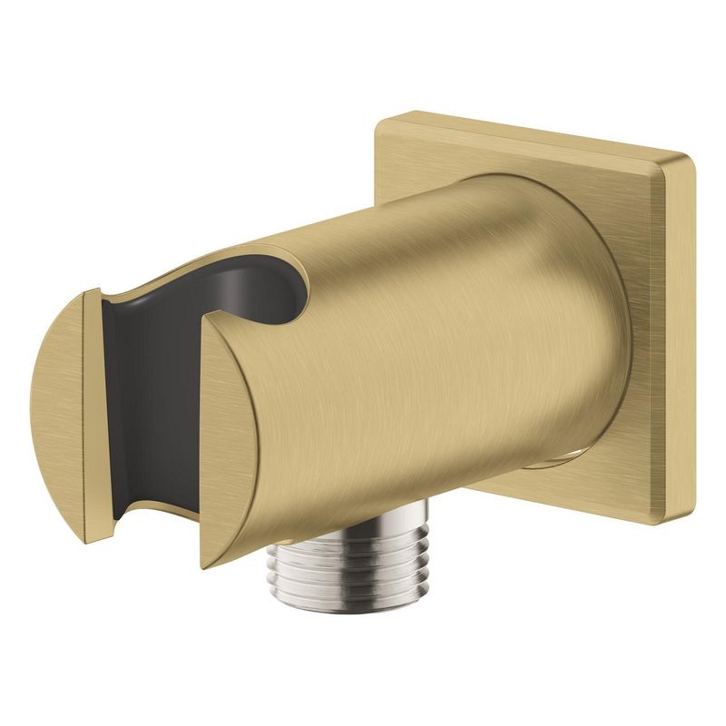 Casa si Gradina - Sanitare - Cazi si cabine de dus - Coloane si seturi de dus - Cot iesire dus Grohe 26659GN0, Rainshower SoftSquare, 1/2'' x 1/2'', suport para, mat, auriu - Infinity.ro