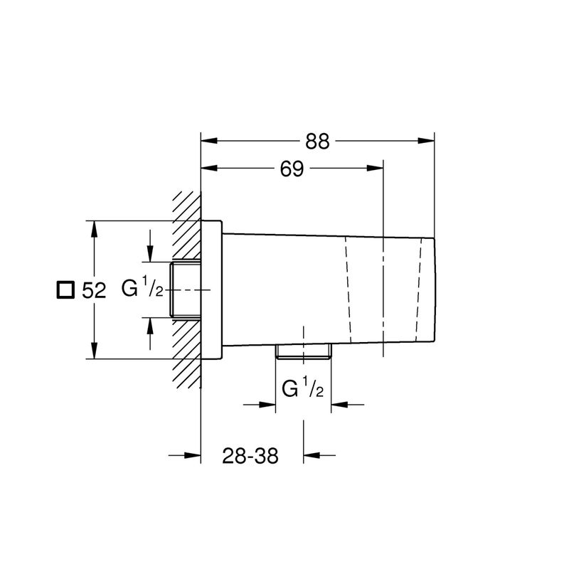 Casa si Gradina - Sanitare - Cazi si cabine de dus - Coloane si seturi de dus - Cot iesire dus Grohe 26370DL0, Euphoria Cube, 1/2'' x 1/2'', suport para, mat, cupru - Infinity.ro