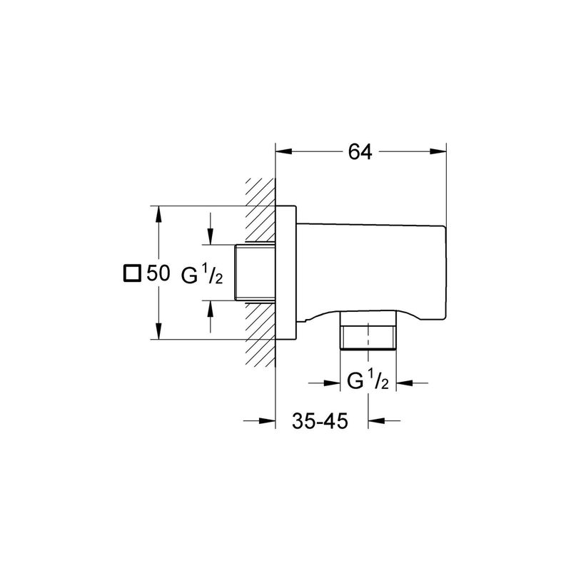 Casa si Gradina - Sanitare - Cazi si cabine de dus - Coloane si seturi de dus - Cot iesire dus Grohe 27076DA0, Rainshower Cube, 1/2'' x 1/2'', lucios, cupru - Infinity.ro
