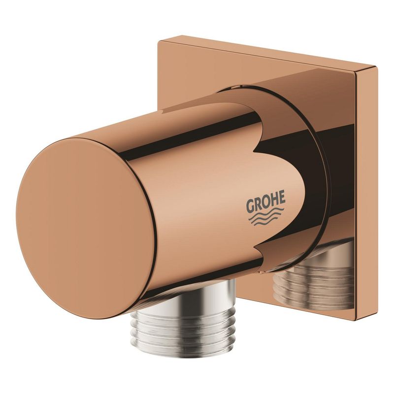 Casa si Gradina - Sanitare - Cazi si cabine de dus - Coloane si seturi de dus - Cot iesire dus Grohe 27076DA0, Rainshower Cube, 1/2'' x 1/2'', lucios, cupru - Infinity.ro
