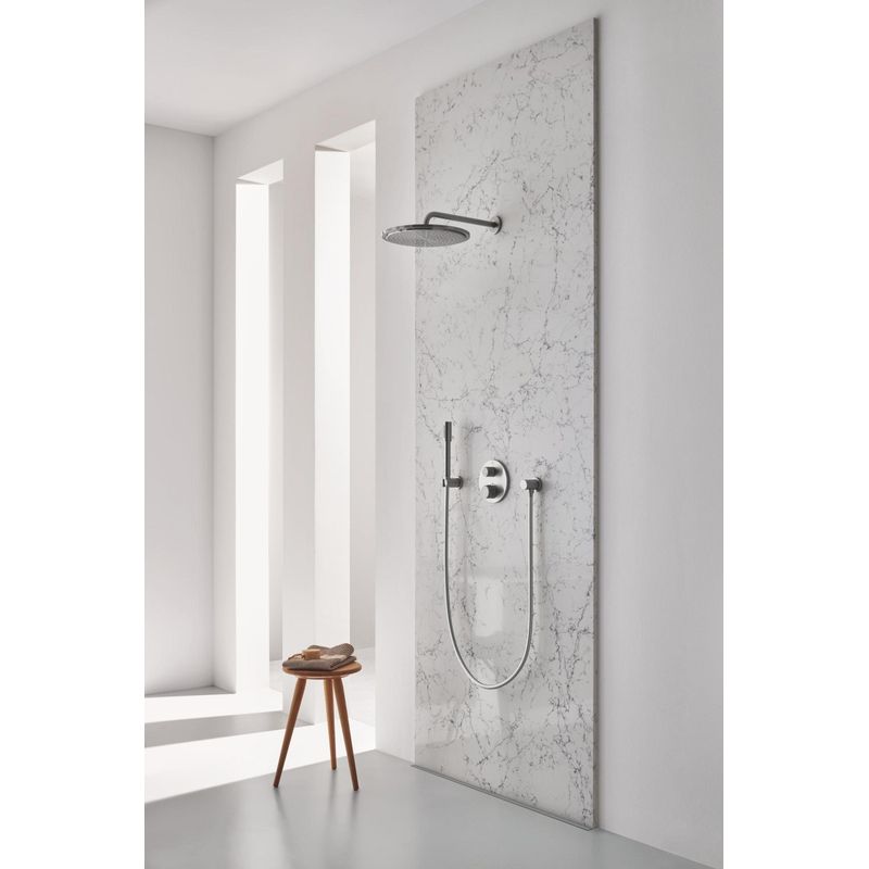 Casa si Gradina - Sanitare - Cazi si cabine de dus - Coloane si seturi de dus - Cot iesire dus Grohe 27057DC0, Rainshower, 1/2'' x 1'/2'', mat, otel satinat - Infinity.ro