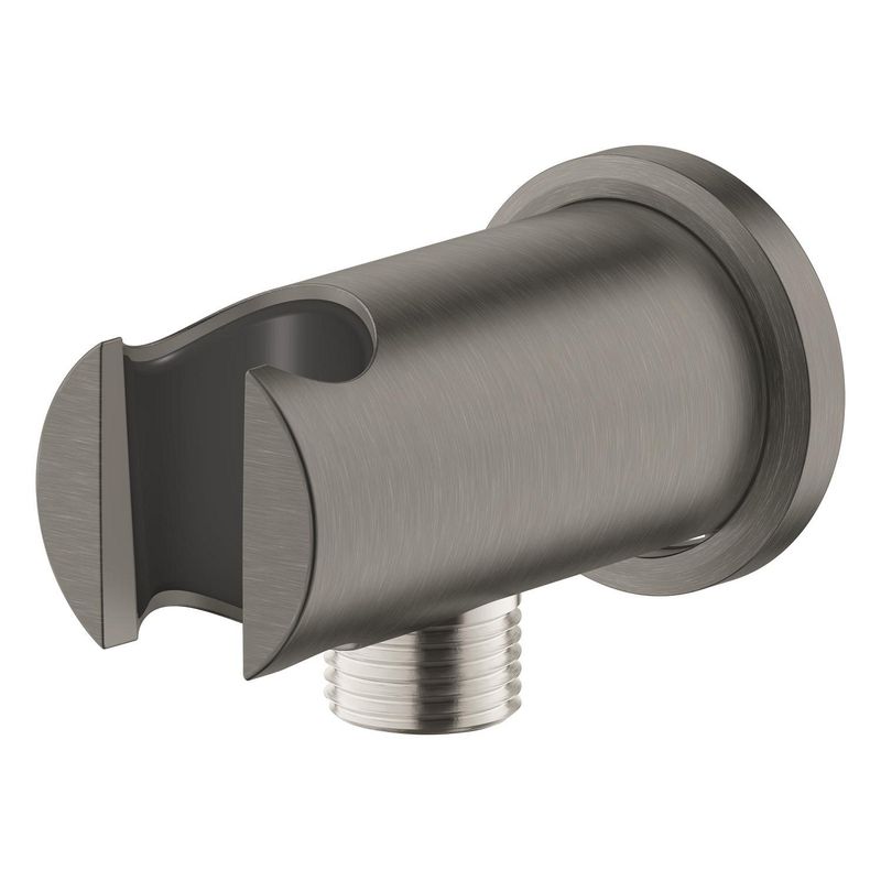Casa si Gradina - Sanitare - Cazi si cabine de dus - Coloane si seturi de dus - Cot iesire dus Grohe 26658AL0, Rainshower, 1/2'' x 1/2'', suport para, mat, grafit - Infinity.ro