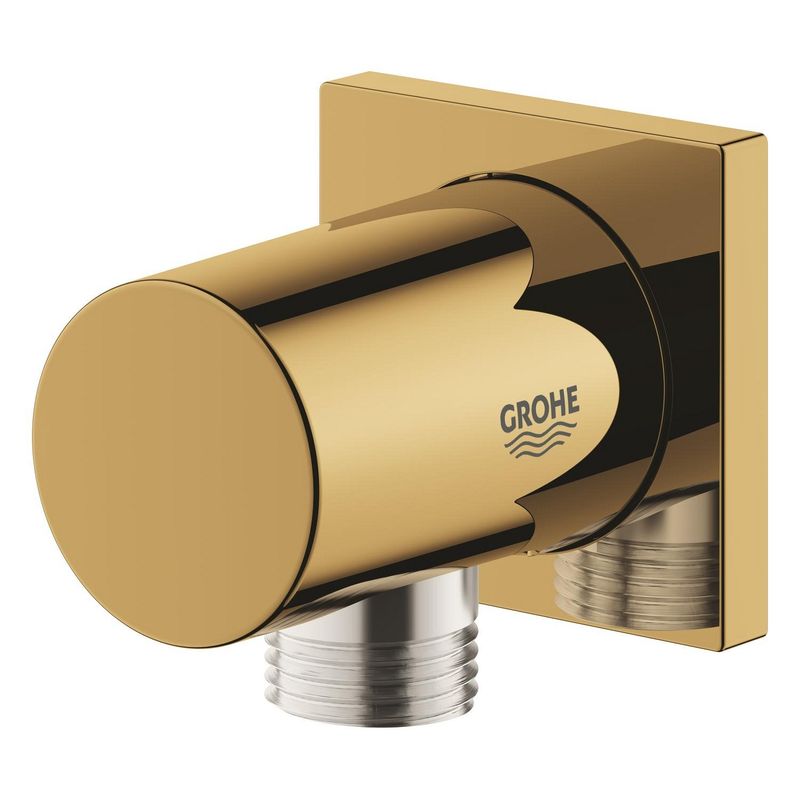 Casa si Gradina - Sanitare - Cazi si cabine de dus - Coloane si seturi de dus - Cot iesire dus Grohe 27076GL0, Rainshower Cube, 1/2'' x 1/2'', lucios, auriu - Infinity.ro