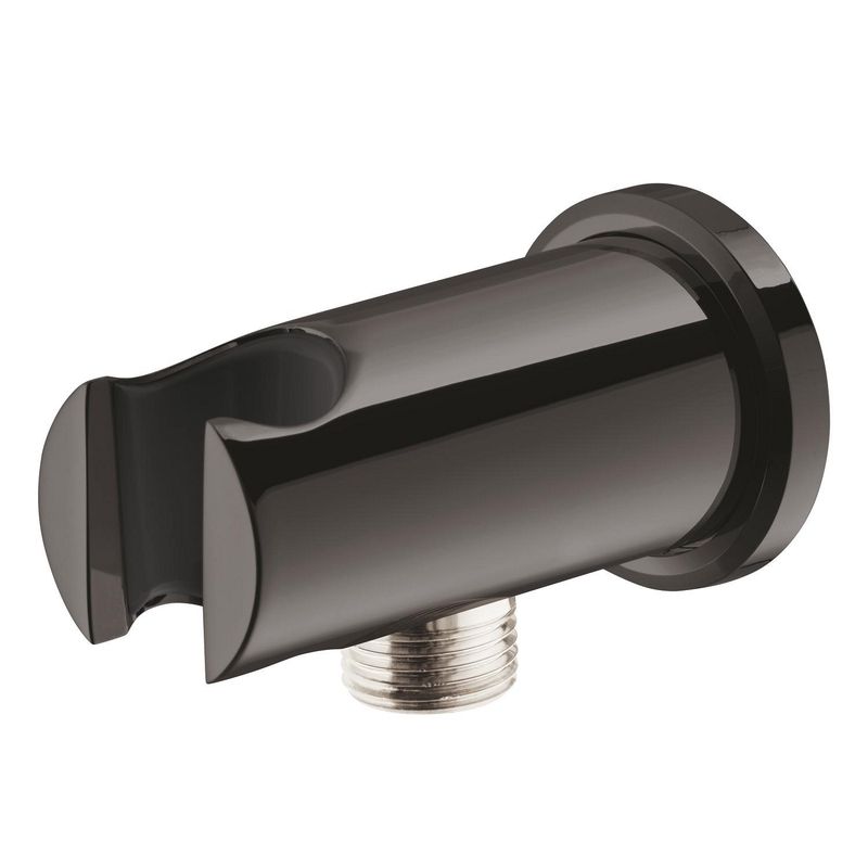 Casa si Gradina - Sanitare - Cazi si cabine de dus - Coloane si seturi de dus - Cot iesire dus Grohe 26658A00, Rainshower, 1/2'' x 1/2'', suport para, lucios, grafit - Infinity.ro