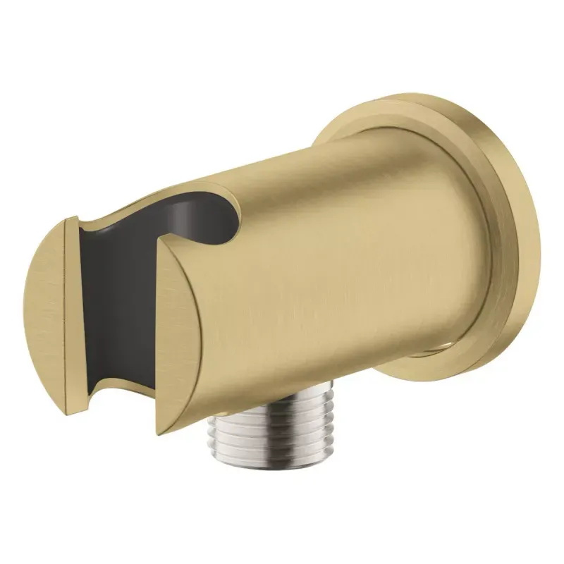 Casa si Gradina - Sanitare - Cazi si cabine de dus - Coloane si seturi de dus - Cot iesire dus Grohe 26658GN0, Rainshower, 1/2'' x 1/2'', suport para, mat, auriu - Infinity.ro