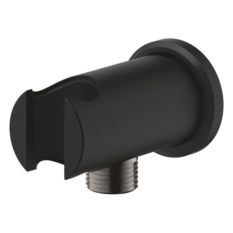 Casa si Gradina - Sanitare - Cazi si cabine de dus - Coloane si seturi de dus - Cot iesire dus Grohe 26658KF0, RainShower, universal, 1/2'' x 1/2'', suport, mat, negru - Infinity.ro