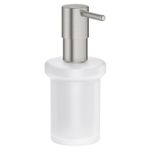 Casa si Gradina - Sanitare - Suporturi si accesorii baie - Dispensere - Dozator Grohe 41188DC0, Start, pe suport, 160 ml, sticla, mat, otel satinat - Infinity.ro