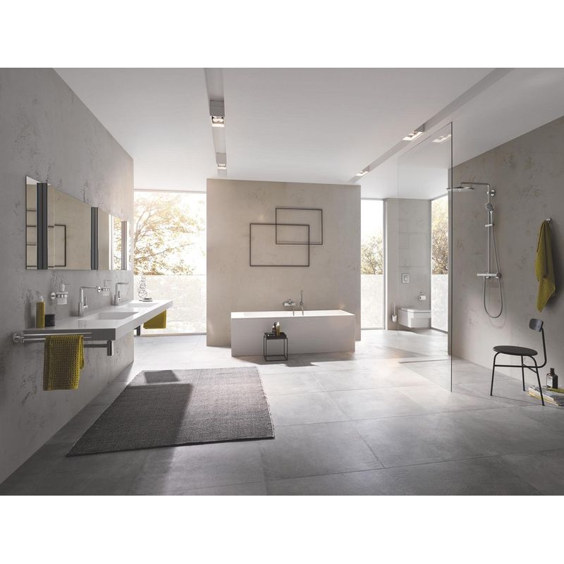 Casa si Gradina - Sanitare - Suporturi si accesorii baie - Dispensere - Suport pahar/dozator Grohe 40369DC1, Essentials, pe perete, metal, mat, otel satinat - Infinity.ro