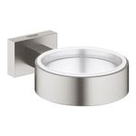 Casa si Gradina - Sanitare - Suporturi si accesorii baie - Dispensere - Suport pahar/dozator Grohe 40508DC1, Essentials Cube, pe perete, metal, mat, otel satinat - Infinity.ro
