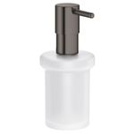 Casa si Gradina - Sanitare - Suporturi si accesorii baie - Dispensere - Dozator sapun Grohe 40394A01, Essentials, pe suport, 160 ml, sticla, metal, lucios, grafit - Infinity.ro