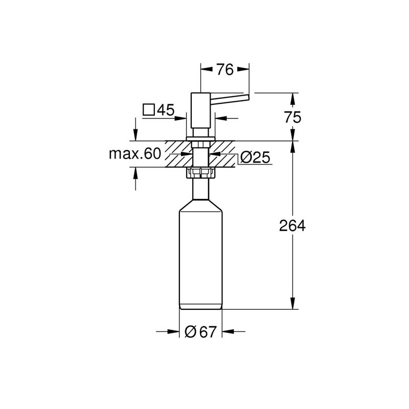 Casa si Gradina - Sanitare - Suporturi si accesorii baie - Dispensere - Dozator sapun bucatarie Grohe 40649DC0, Cube, incastrat, 500 ml, mat, otel satinat - Infinity.ro