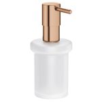 Casa si Gradina - Sanitare - Suporturi si accesorii baie - Dispensere - Dozator sapun Grohe 40394DA1, Essentials, pe suport, 160 ml, sticla, metal, lucios, cupru - Infinity.ro