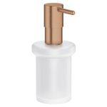 Casa si Gradina - Sanitare - Suporturi si accesorii baie - Dispensere - Dozator sapun Grohe 40394DL1, Essentials, pe suport, 160 ml, sticla, metal, mat, cupru - Infinity.ro