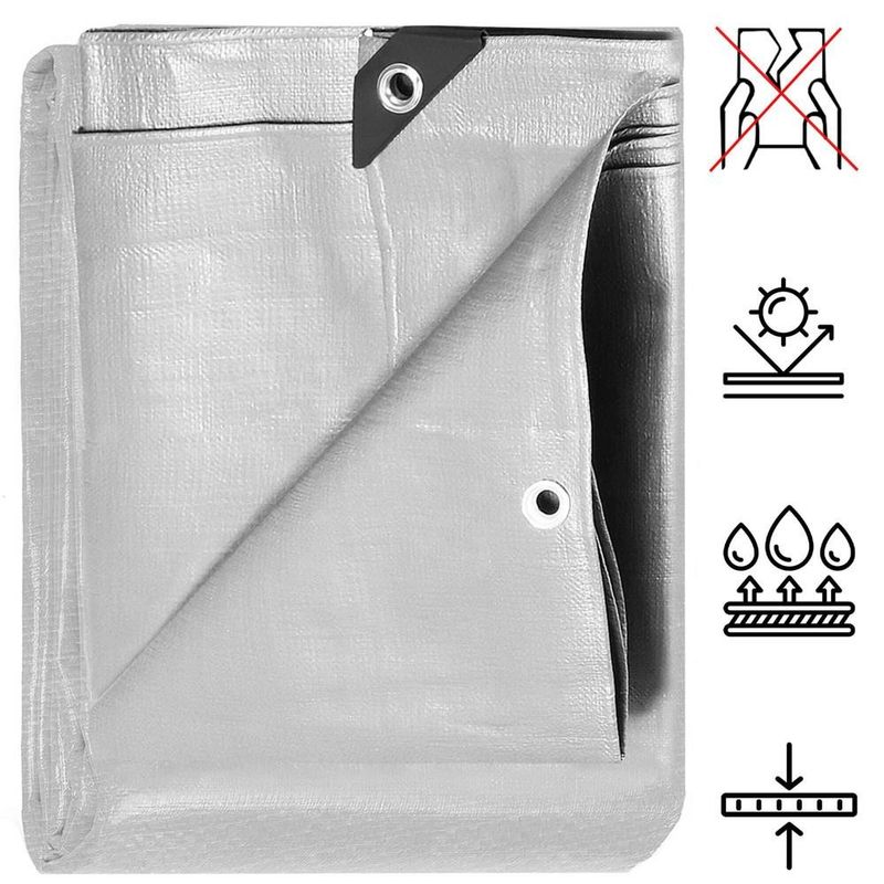 Casa si Gradina - Gradina si terasa - Mobilier exterior - Accesorii pentru gradina - Prelata din polietilena impermeabila laminata, 270g/m2, 6x8m, gri - Infinity.ro