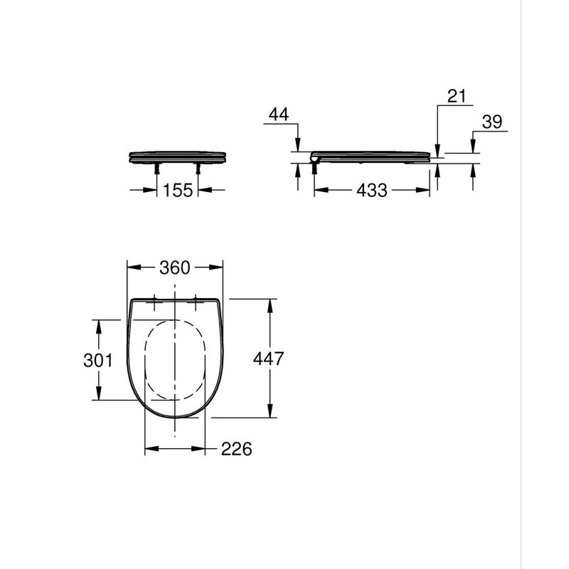 Casa si Gradina - Sanitare - Obiecte sanitare - Accesorii vase de toaleta - Capac WC Grohe 112947SH00, Bau Ceramic, Slim, datasare rapida, alb - Infinity.ro