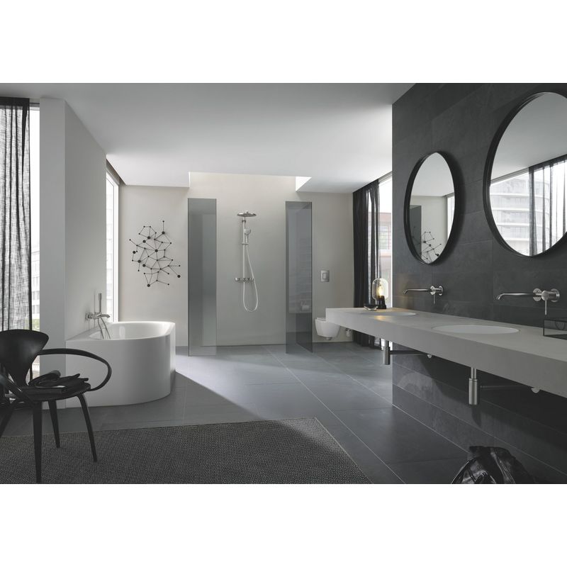 Casa si Gradina - Sanitare - Obiecte sanitare - Accesorii vase de toaleta - Clapeta WC Grohe 38732DC0, Skate Cosmo, dubla, verticala, 197 x 156 mm, ABS, mat, otel satinat - Infinity.ro
