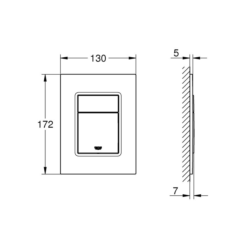 Casa si Gradina - Sanitare - Obiecte sanitare - Accesorii vase de toaleta - Placa de actionare Grohe 37535A00, Skate Cosmopolitan, marimea S, dubla, 130 x 172 mm, verticala, lucios, grafit - Infinity.ro