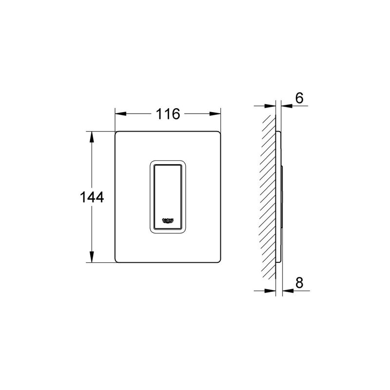 Casa si Gradina - Sanitare - Obiecte sanitare - Accesorii vase de toaleta - Clapeta urinal Grohe 38846LS0, Skate Cosmopolitan, mono, 116 x 114 mm, verticala, sticla, crom/alb - Infinity.ro