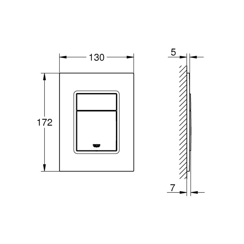 Casa si Gradina - Sanitare - Obiecte sanitare - Accesorii vase de toaleta - Clapeta WC Grohe 37535DC0, Skate Cosmo S, dubla, verticala, 172 x 130 mm, ABS, mat, otel satinat - Infinity.ro