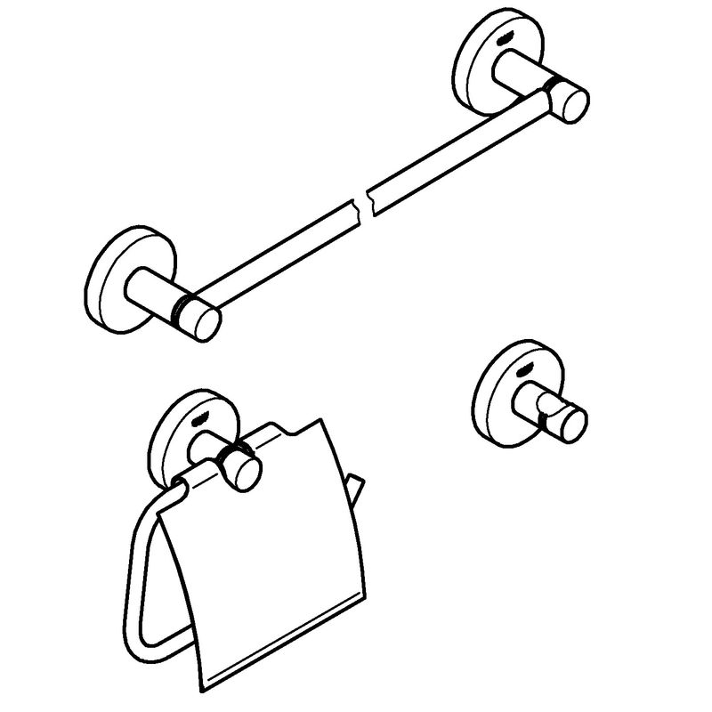 Casa si Gradina - Sanitare - Suporturi si accesorii baie - Suporturi baie - Set accesorii baie Grohe 40775EN1, Essentials Guest, 3 piese, fixare ascunsa, mat, nickel - Infinity.ro